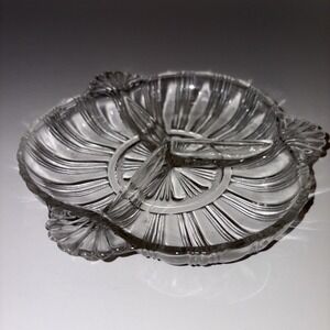 Vintage hazel-atlas glassware Pattern 572 Ridge Fan Serving Relish‎ Tray